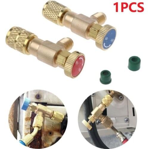 1PCS Gold Air Conditioning Refrigeration Charging Adapter Safety Valve Copper Adapter For R22/R410A 1/4" Safety Valve
