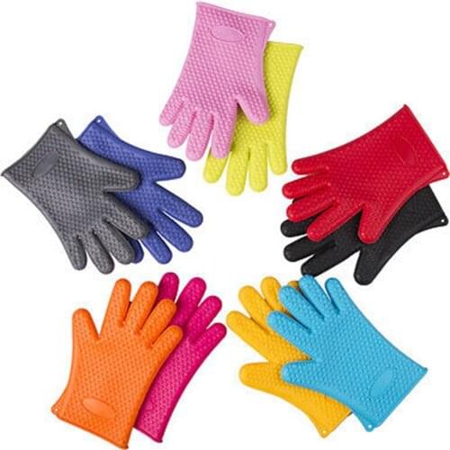 1pcs Heat Resistant Silicone Glove Cooking Baking BBQ Oven Pot Holder Mitt Kitchen Red Hot Search
