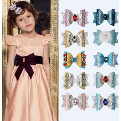 10pcs/Lot Glitter Crystal Hair Bows Clip Double/Three Layer Droplet Rhinestone Bling Hairpins For Princess Girls Kids Hairgrips