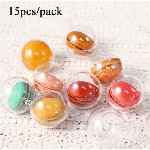 15pcs Transparent Macarons Box Packaging Storage Ball Plastic Candy Packing Box Party Supplies For Home Wedding Christmas (5cm)