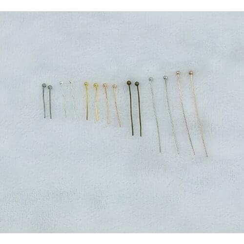 200pcs 16/20/25/30/40/50mm Gold six Colors Ball Head Pins in Jewelry Findings &Components For DIY Earring Jewelry Making Dia 0.5