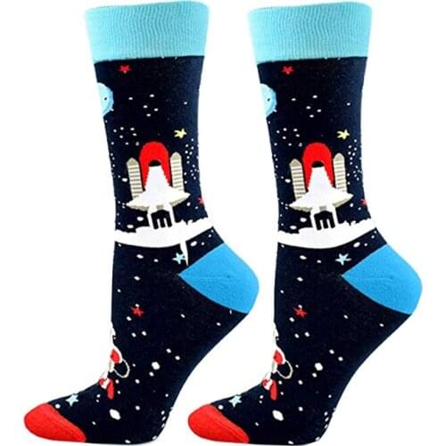 2020 Crew Socks Casual Space Universe/Mathematics Formula Printed Cotton Spandex Hosiery Footwear Accessories