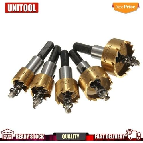 5pcs HSS Hole Saw set Stainless Steel Alloy Metal Milling Cutters Drill Bit Set 16/18.5/20/25/30mm with 5pcs Wrenches