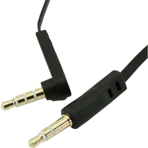 5x 3.5mm 3pole Male to 3.5mm 1/8" 4pole Male Stereo Right Angled Audio Flat Wire Cable for PC iPod MP3 Black 15cm
