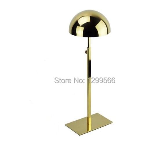 6pcs Wholesale Titanium gold Stainless Steel Hat display rack cap showing stand wig hat display holder rack free shipping