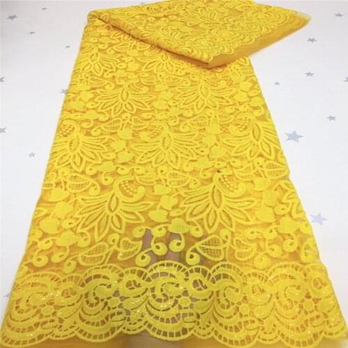 African Lace Fabric 3D Floral Tulle Lace Fabric Green Embroidery sequins yellow Lace Fabric With Sequins For Wedding white