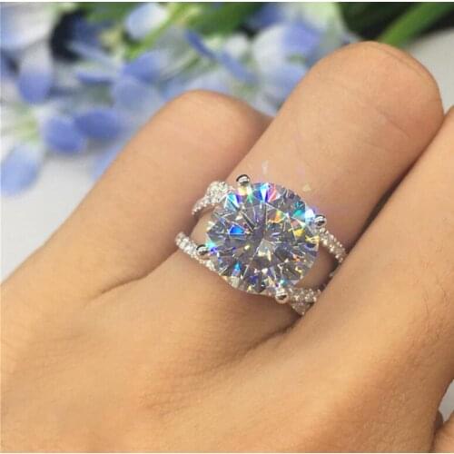 US Size 6-10 Wedding Engagement Band Ring Luxury Jewelry 925 Sterling Silver Round Big White 5A Zircon Bridal Ring for Women Set