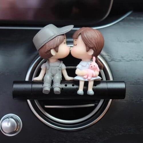 Lovely couple car perfume clip car air freshener air conditioning air outlet pendant decoration car interior accessories gift