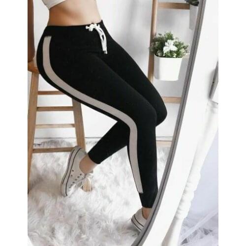 Women Loose Running Fitness Sport Black Striped Pants High Waist Jogger Skinny Trousers Hip-Hop Sweatpants Plus Size 5 Colors
