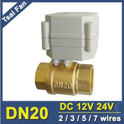 BSP/NPT 3/4'' Brass Electric Water Valve DC12V 2 Way DN20 Full Port Motorized ball Valve With Position Indicator CE IP67