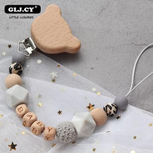 Personalized Name Handmade Silicone Pacifier Chains Safe Teething Chain Baby Teether Eco-friendly Pacifier Clips Holder Chain