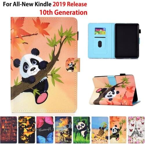 Case for Amazon All-new Kindle 2019 10th generation Smart Cover Funda Fashion panda PU Leather Flip Stand Shell Coque Capa