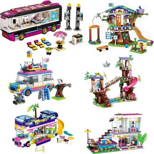 Girl Series Funny Star Levys House Girl Friends Build Car Bus Girl Compatible Building Block Toy Educational Toy Childre Gift