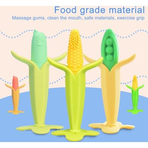 Creative Corn Baby Nibble Teether Cartoon Banana Shape Free Chew Teeth Care Baby Silicone Teething Toy Newborn Molar Toy