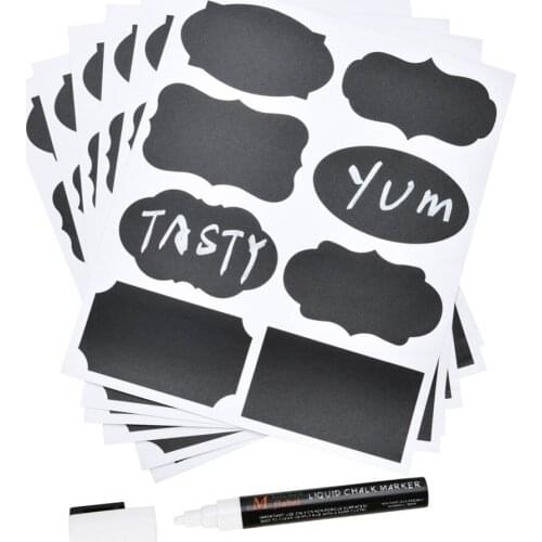 Chalkboard Labels - Reusable - Best Stickers for Kitchen, Pantry, Mason Jars, Office (Large - Black - Set of 48)