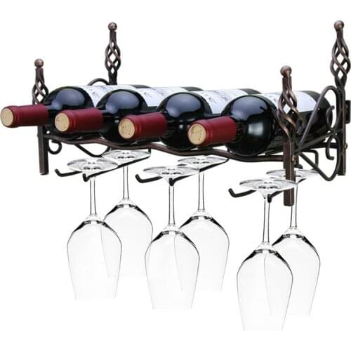 European wrought iron wine glass wine rack home living wine rack restaurant wall upside down wine glass rack WF3141559