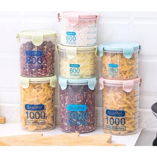 F502 kitchen transparent food preservation sealed can storage can with cover plastic coarse grain storage can snack storage box