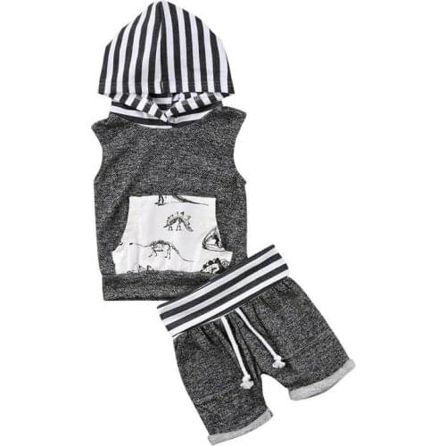 Free shipping 2pcs Toddler Kids Baby Boy T-shirt Tops+Shorts Pants Outfit Dinosaur Clothes Set