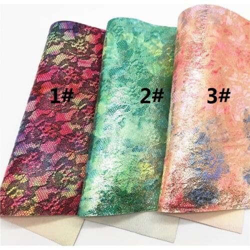 Lace Embossed Synthetic Faux Leather Fabric Sheets Metallic Leather For DIY Bows Bags Shoes Earrings 21X29CM R209A