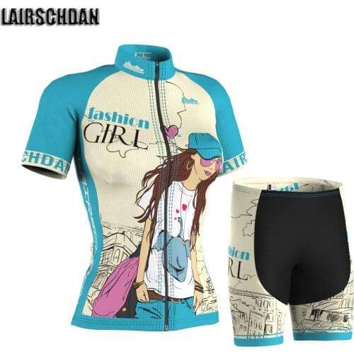 LairschDan 2022 womens cycling jersey short bicycle clothing set bike dress ladies kit sportwear bike uniform cycle wear blue