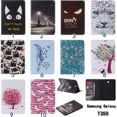 Cat Feather Horse Painting Magnetic Cover PU Leather Case for Samsung Galaxy Tab A 8.0 T350 T355 T351 Tablet Flip Book Stand #1