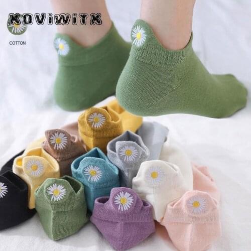 Small Daisy Ankle socks women flower funny sock black girl cute winter harajuku sock Casual Cotton cartoon ladies streetwear sox
