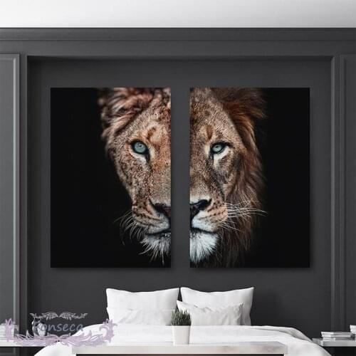Male Lion and Lioness Canvas Paintings On The Wall Art Print Black White Modern Pictures Decorative Posters and Prints for Room
