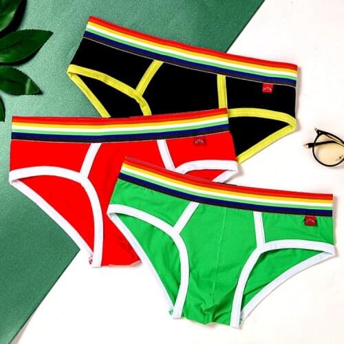 New 365 rainbow mens panties cotton comfortable breathable foreign trade mens triangle pants fashion youth pants