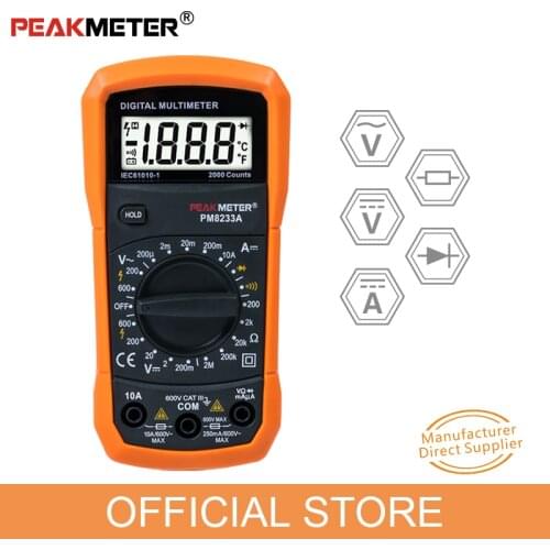 Official PEAKMETER PM8233 series(A&B) Best low price Pocket Size Clear LCD display AC DC 2000 counts Manual Digital Multimeter