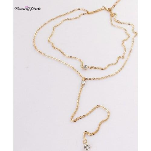 Banny Pink Gold Color Choker Necklace For Women Punk Crystal Multilayer Collar Maxi Statement Necklace & Pendant Colliers Colar