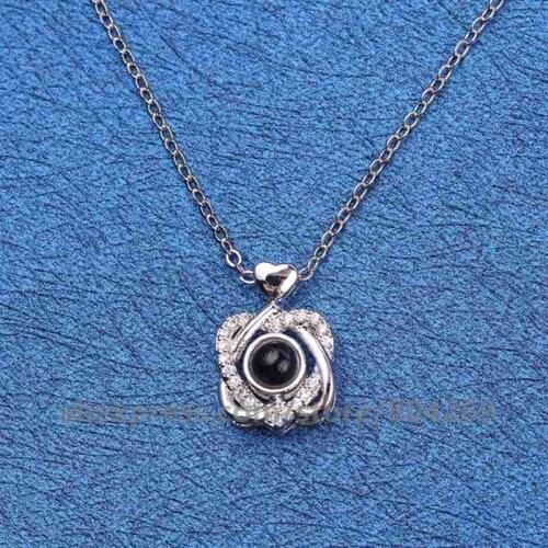 Rose Gold Necklace 100 Languages I Love You Necklace Projection Pendant Necklace Girl Friend Women Gifts For Mothers Day