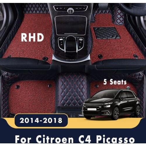 RHD Double Layer Wire Loop Carpets For Citroen C4 Picasso 2018 2017 2016 2015 2014 (5 seats) Car Floor Mats Accessories Custom