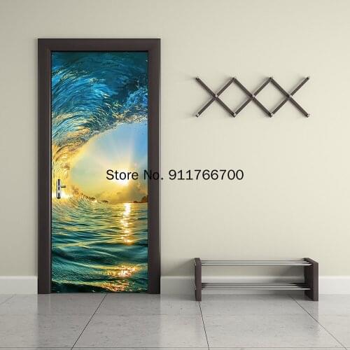 Sunset Over Self-adhesive Waterproof Wallpaper The Sea Door Sticker Living Room Bathroom Home Decor Decals