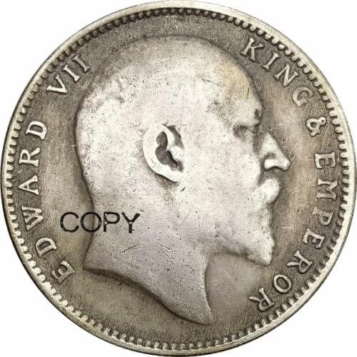 India British Edward VII One Rupee 1905 90% Silver Copy Coins