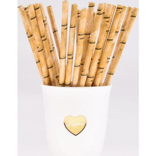 25Piece Bamboo Paper Drinking Straws for Wedding Party Table Decoration Happy Birthday Kids Boy Girls Baby Shower Adult Supplies