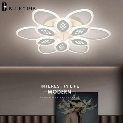 Modern Led Chandelier White Color Ceiling mounted Chandelier Lighting for Living room Dining room Kitchen Bedroom Dimmable Light