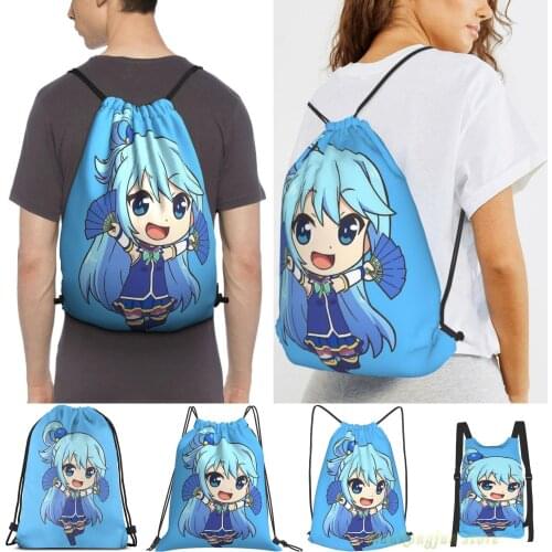 Unisex Drawstring Bags Konosuba! - Aqua Women Drawstring Backpacks Men Outdoor Travel Backpacks Training Fitness Bag