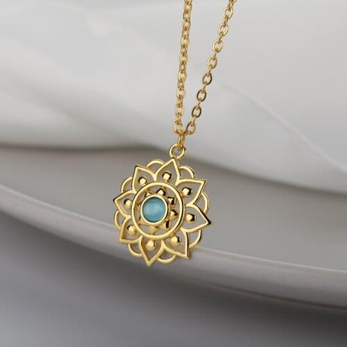 Vintage Lotus Flower Necklace For Women Charm Choker Rose Gold Sliver Color Religious Lotus Necklaces Stainless Steel Jewelry