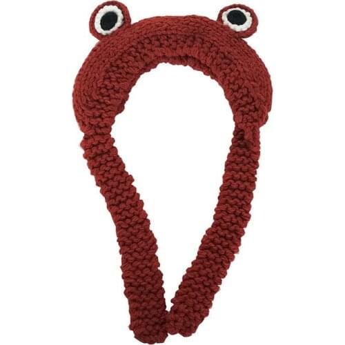 Frog knit Cap Fashion Lovely Solid Color Outdoor Keep Warm Hat Winter For Girl Windproof Ear Protectors Wool Knitted Caps TG0162