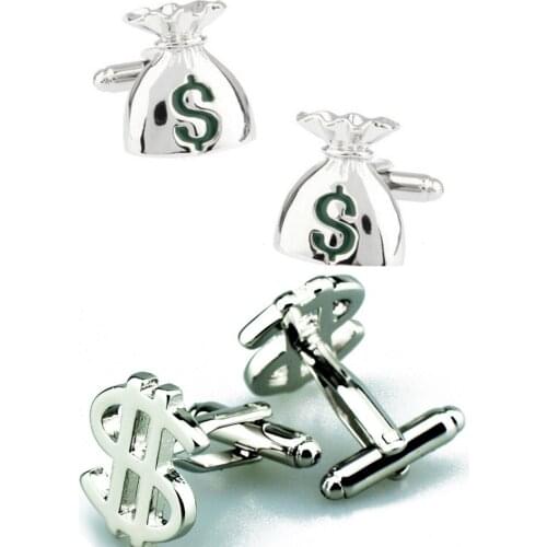 10pairs US Dollar Sign Cufflinks Money Bag Cuff Llinks Mens Jewelry Accessory Wholesale