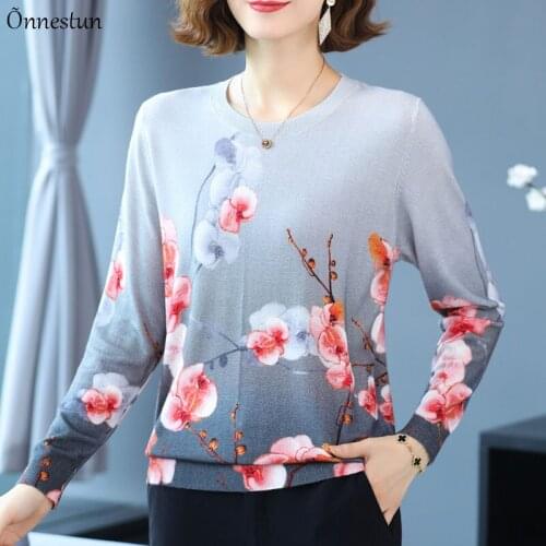 Print Womens Sweaters Autumn Korean Fashion Womens Clothing Pullover Long Sleeve Top Pull Femme Soft Sweater Women
