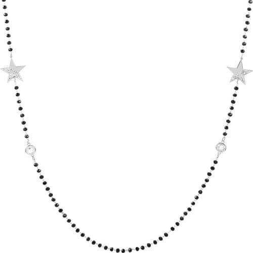 Womens Long Sweater Chain Accessories Necklaces Crystal Beads Stainless Steel Stars 2020 Fashion Jewelry Gift For Female