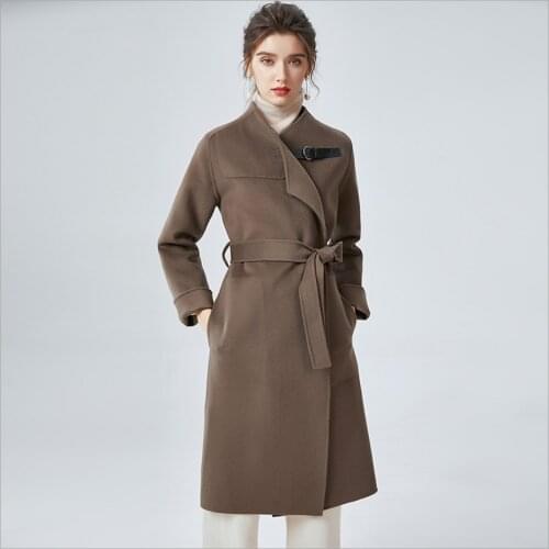 Winter Coat Women New Arrival Fashion Cashmere Wool Jacket Outerwear Female Long Thick Warm Clothes Woolen Trench Overcoat red