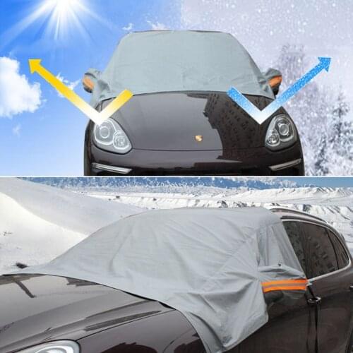 2.24*1.52m Car Windshield Cover with Rear Mirror Covers Sun Snow Protection frostWaterproof Windproof Cover with 4 Elastic Strap