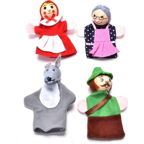 4Pcs/Set Cute Funny Finger Puppets Little Red Riding Hood Finger Puppets Baby Educational Toy Christmas Gifts