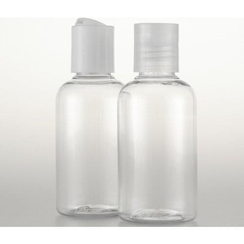 50pcs 75ml Empty PET plastic round empty bottles with press cap ( Disc top cap ), bottle for lotion shampoo cosmetic packaging