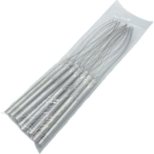 6 Sets /Lot long Metal Handle Loop Pulling Needle with fixed loop for Nano ring Hair Extension