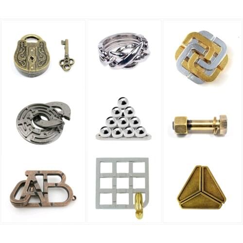 AB lock Classic Metal IQ Teaser Cast Puzzles Game Brain IQ Toys for Adults Children Kids Enlighten Toys
