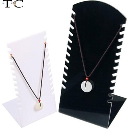 Acrylic 8-12 Strips Camber Jewelry Necklace Pendant Display L-shaped Jewelry Silver Display Stand Jewelry Props 1pcs