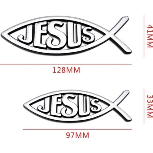 Jesus Automotive Emblem Car Auto Foil Chrome 3d Sticker Logo Badge Christian Fish with word